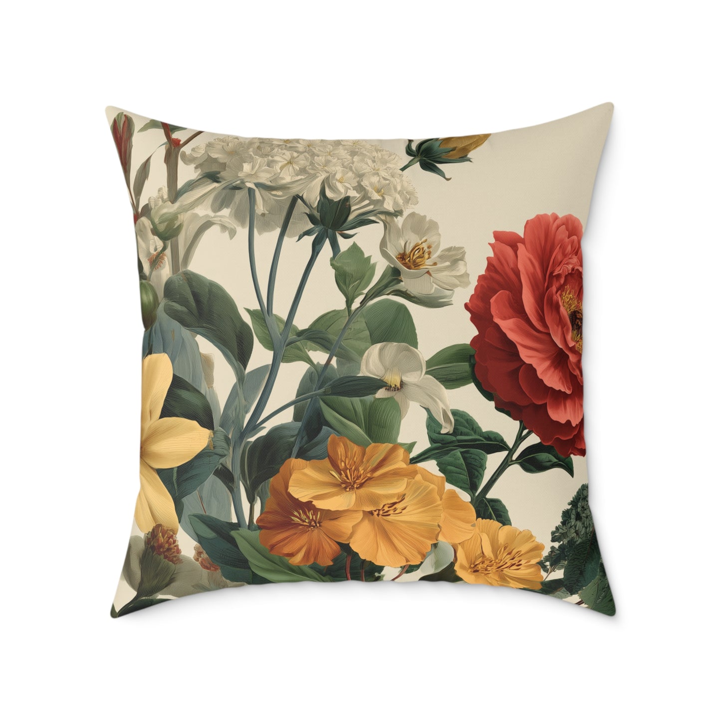 Sunlit Wildflower Bouquet - Square Poly Canvas Pillow