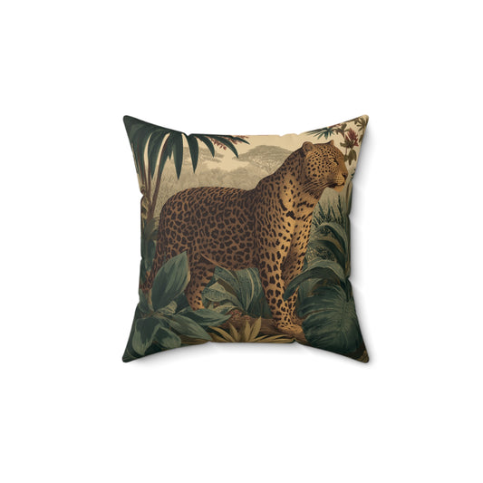 Midnight Leopard Wanderer - Faux Suede Square Pillow