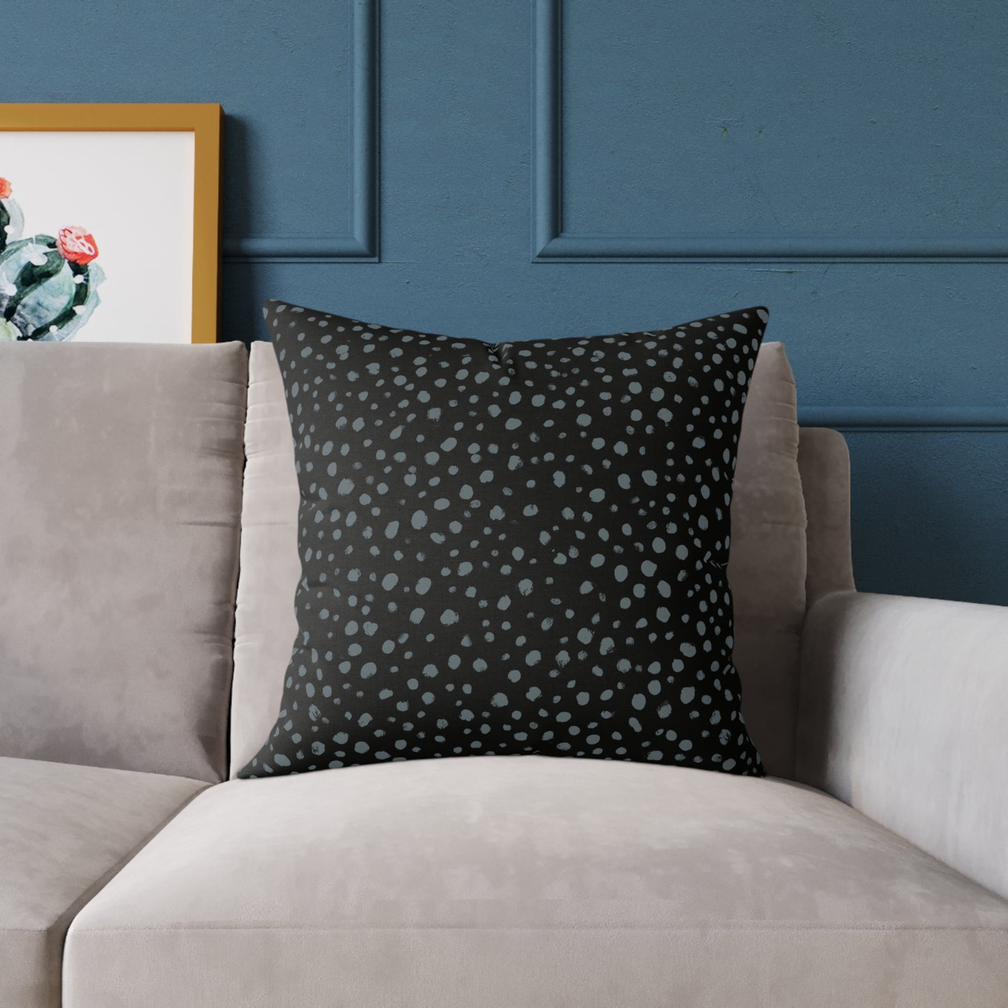 Pebble Scatter - Midnight - Square Poly Canvas Pillow