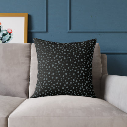 Pebble Scatter - Midnight - Square Poly Canvas Pillow