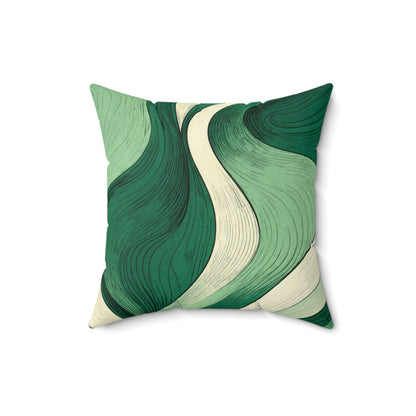 Emerald Flow Lines - Spun Polyester Square Pillow