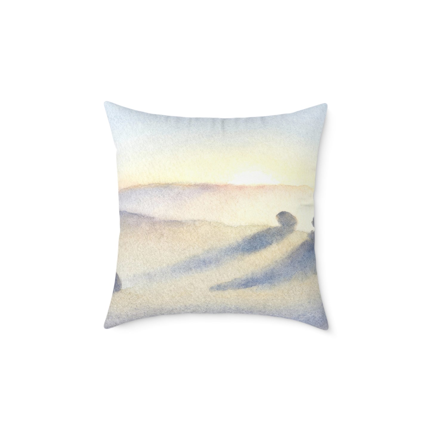 Morning Haze Field - Square Poly Canvas Pillow