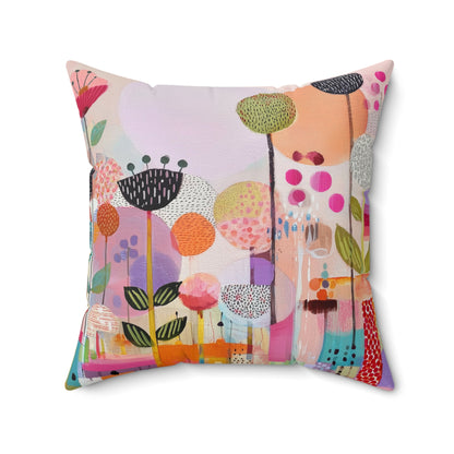 Playful Garden Carnival - Faux Suede Square Pillow