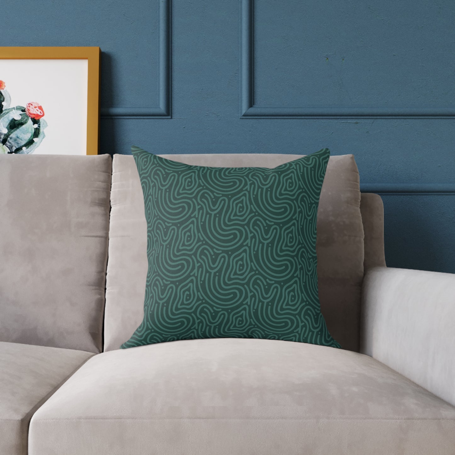 Deep Olive Texture - Square Poly Canvas Pillow