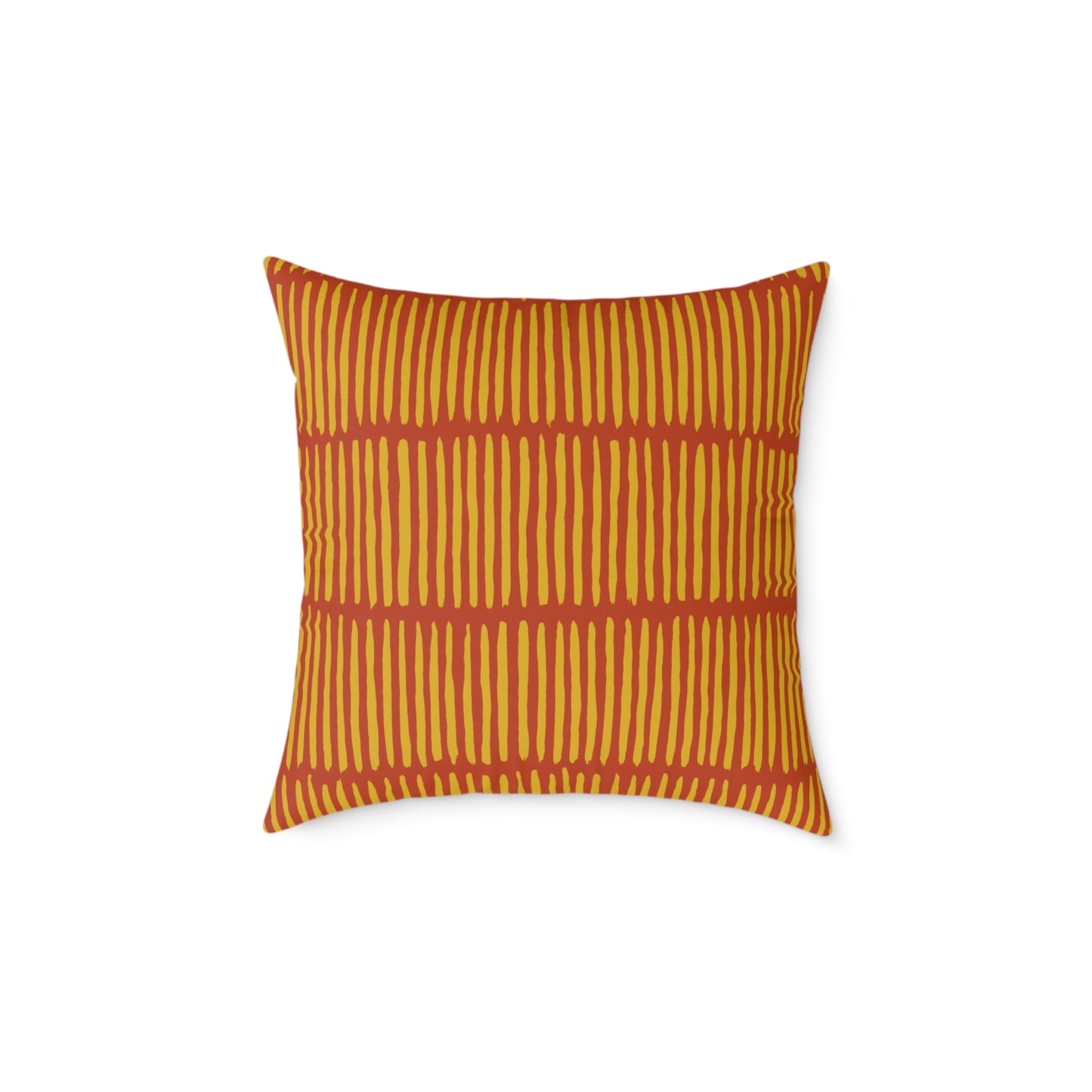 Loom Lines - Terracotta - Square Poly Canvas Pillow