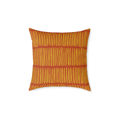 Loom Lines - Terracotta - Square Poly Canvas Pillow
