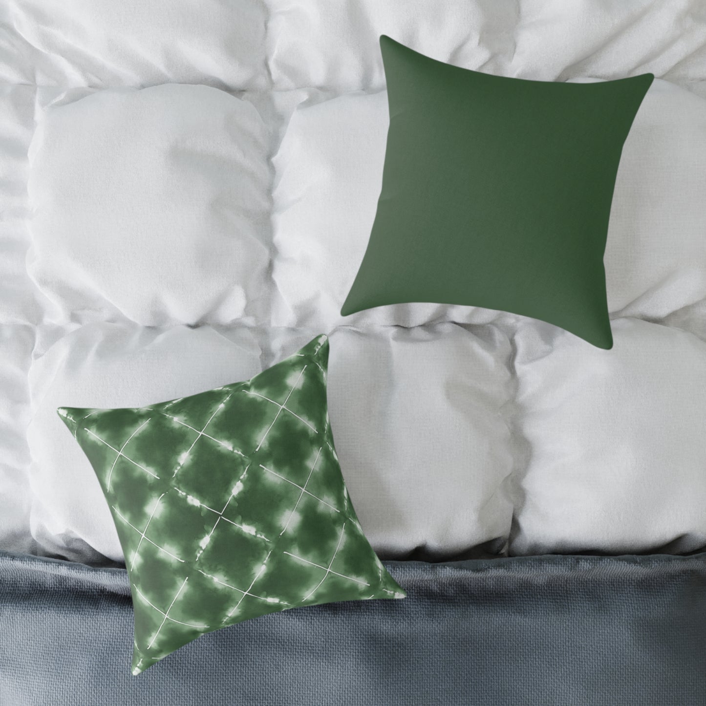 Olive Grove Shibori - Square Poly Canvas Pillow