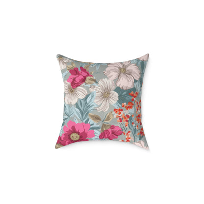 Pastel Meadow Symphony - Square Poly Canvas Pillow