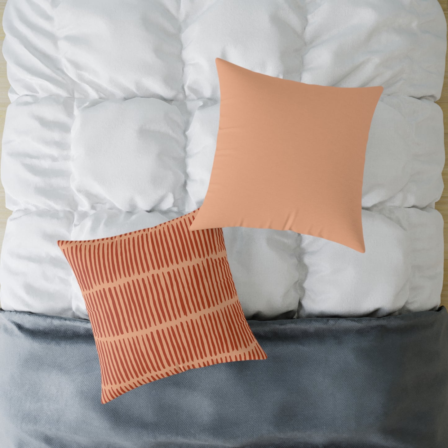 Loom Lines - Coral - Square Poly Canvas Pillow