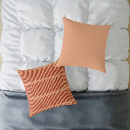 Loom Lines - Coral - Square Poly Canvas Pillow