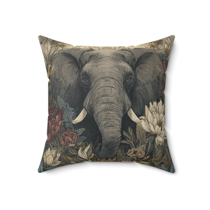 Elephant of the Ivory Grove - Faux Suede Square Pillow