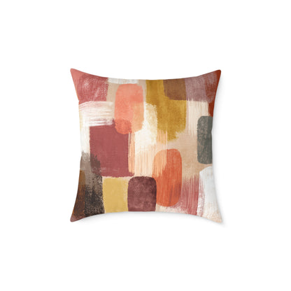 Clay Stone Abstract - Square Poly Canvas Pillow