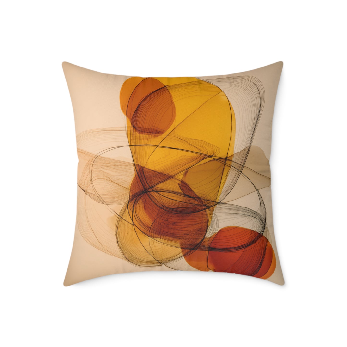 Amber Motion Orbit - Square Poly Canvas Pillow