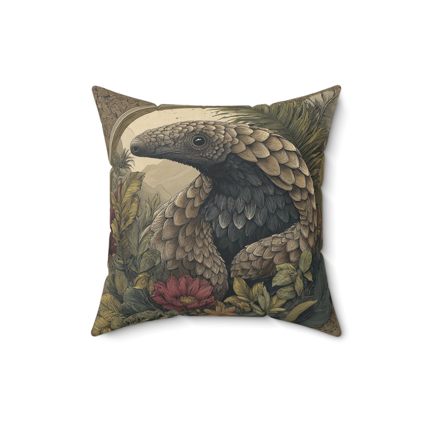 Woodland Pangolin Haven - Faux Suede Square Pillow
