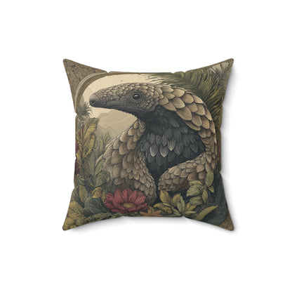 Woodland Pangolin Haven - Faux Suede Square Pillow