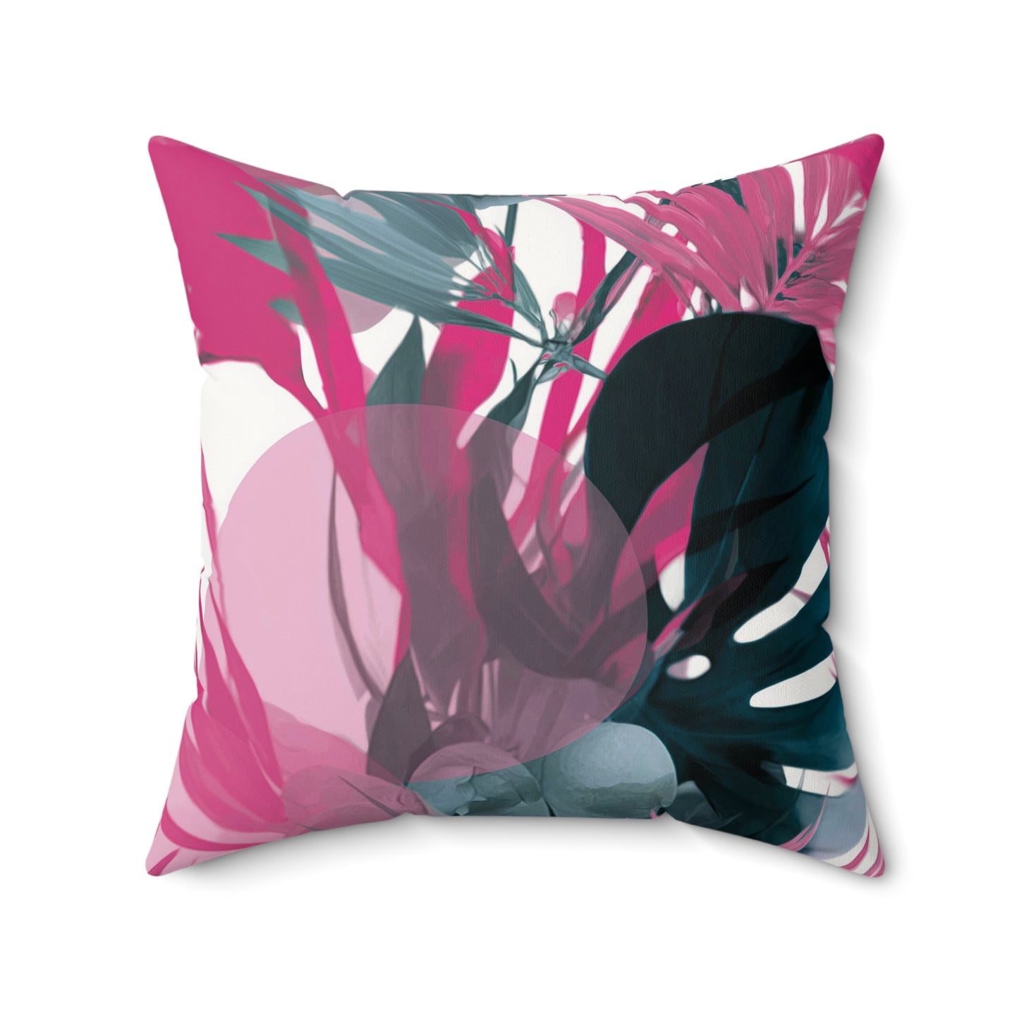 Midnight Palm Burst - Faux Suede Square Pillow