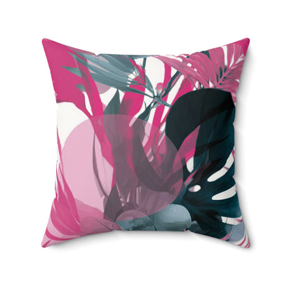 Midnight Palm Burst - Faux Suede Square Pillow