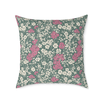 Wild Pink Meadow - Square Poly Canvas Pillow
