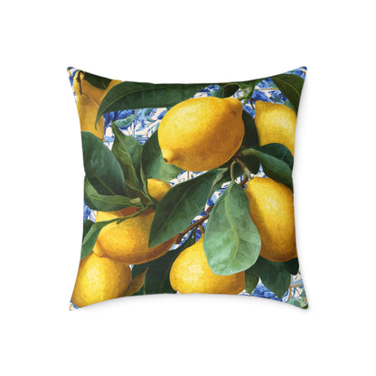Lemon Grove Abundance - Square Poly Canvas Pillow