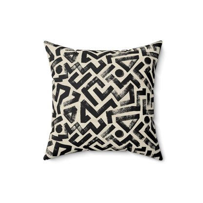 Pebble Maze Black - Spun Polyester Square Pillow
