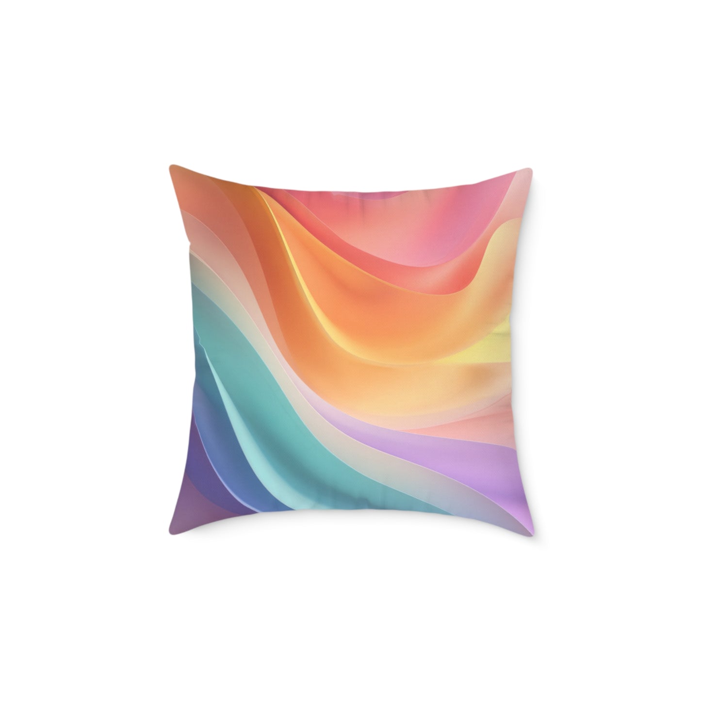 Aurora Ribbon Flow - Square Poly Canvas Pillow