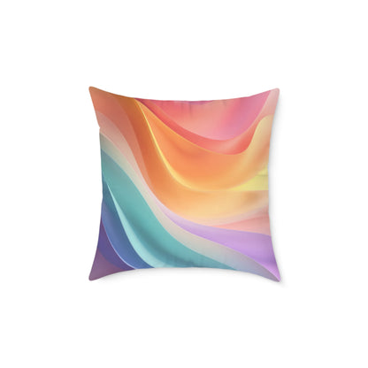 Aurora Ribbon Flow - Square Poly Canvas Pillow