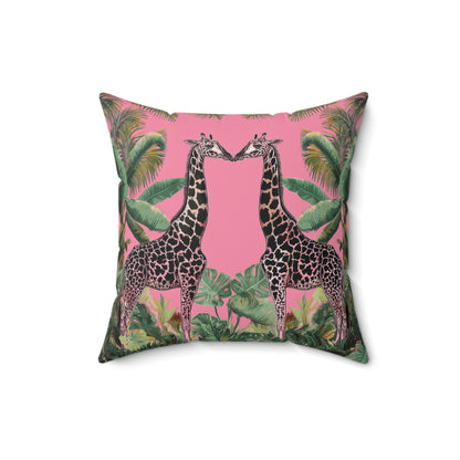 Giraffe Twins - Spun Polyester Square Pillow