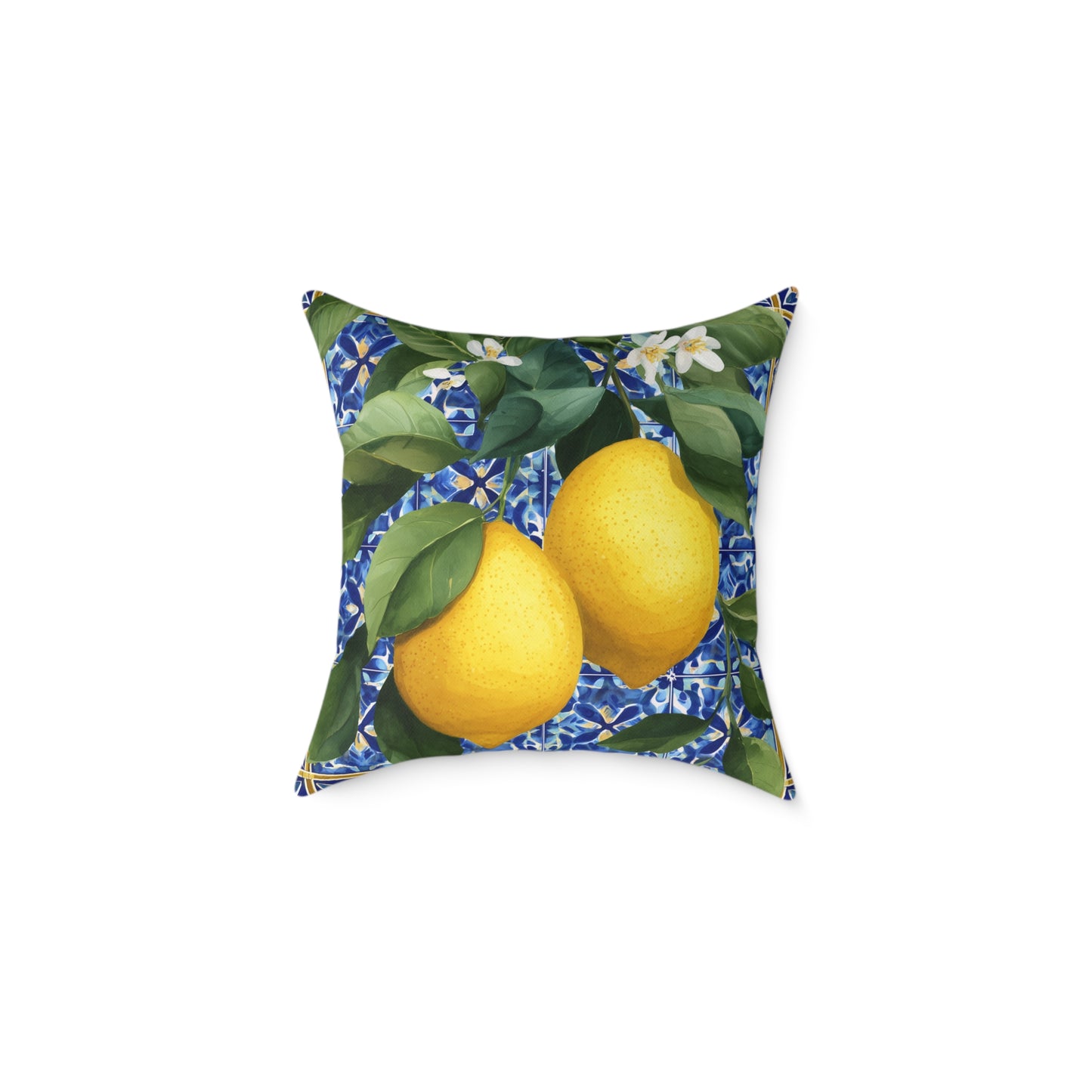 Lemon Orchard Tile Frame - Square Poly Canvas Pillow