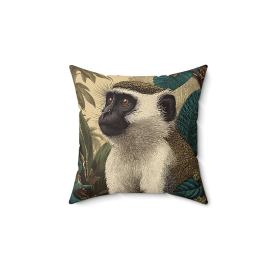 Vervet Monkey Portrait - Faux Suede Square Pillow