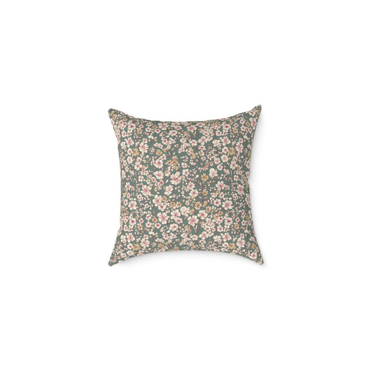 Soft Blush Field - Square Poly Canvas Pillow