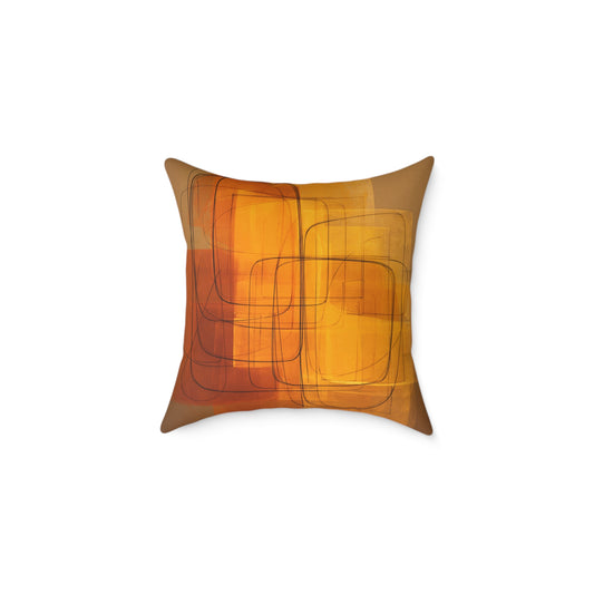 Golden Frame Drift - Square Poly Canvas Pillow