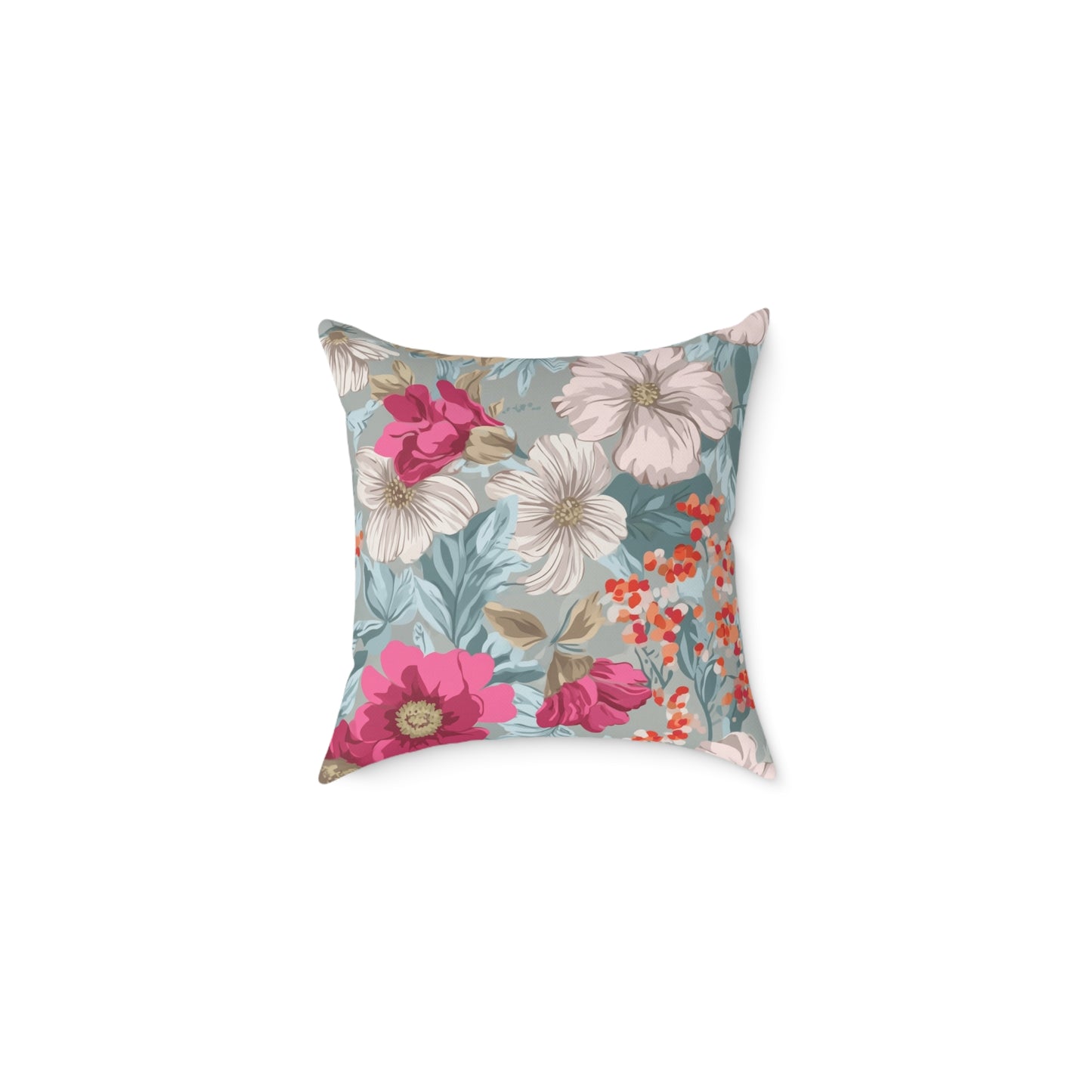 Pastel Meadow Symphony - Square Poly Canvas Pillow