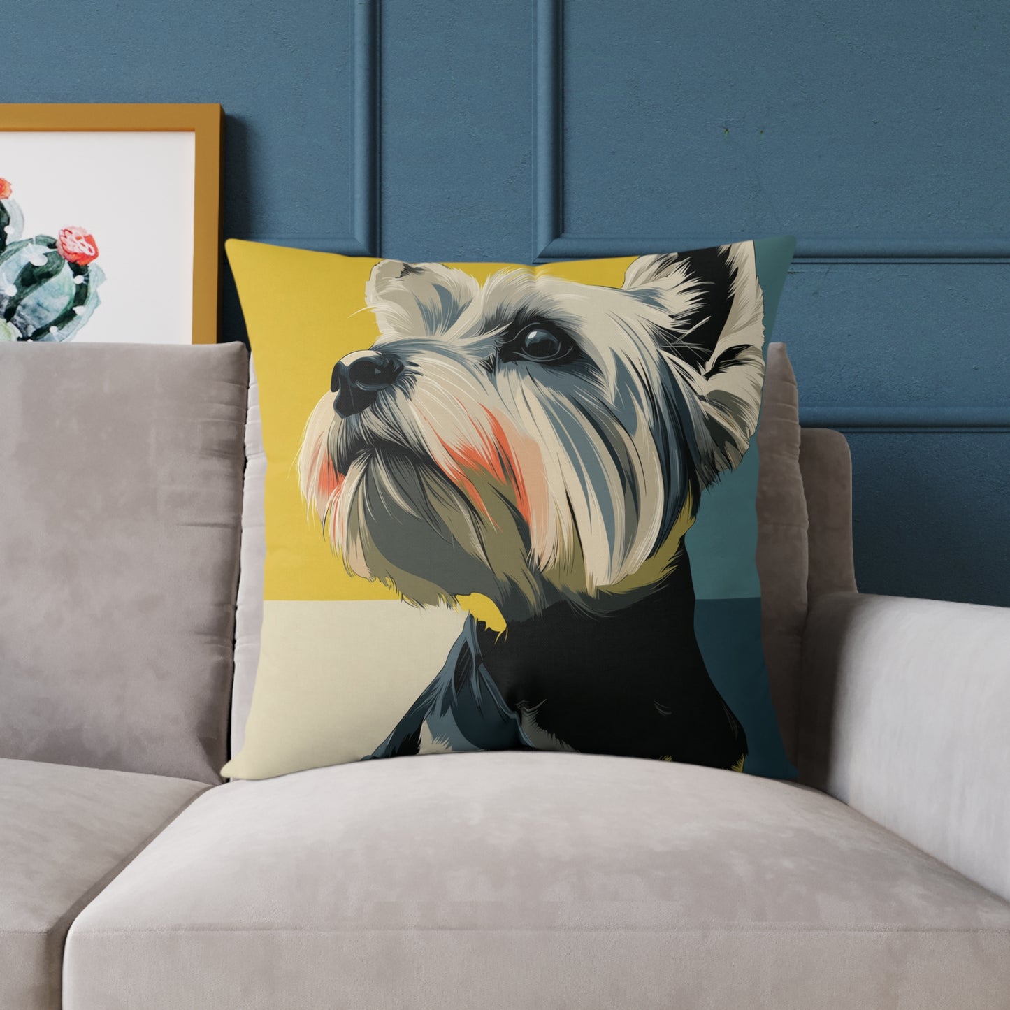 Yorkie - Square Poly Canvas Pillow
