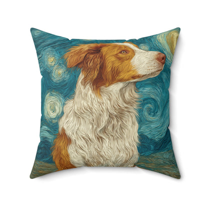 Red Collie Moonrise - Spun Polyester Square Pillow