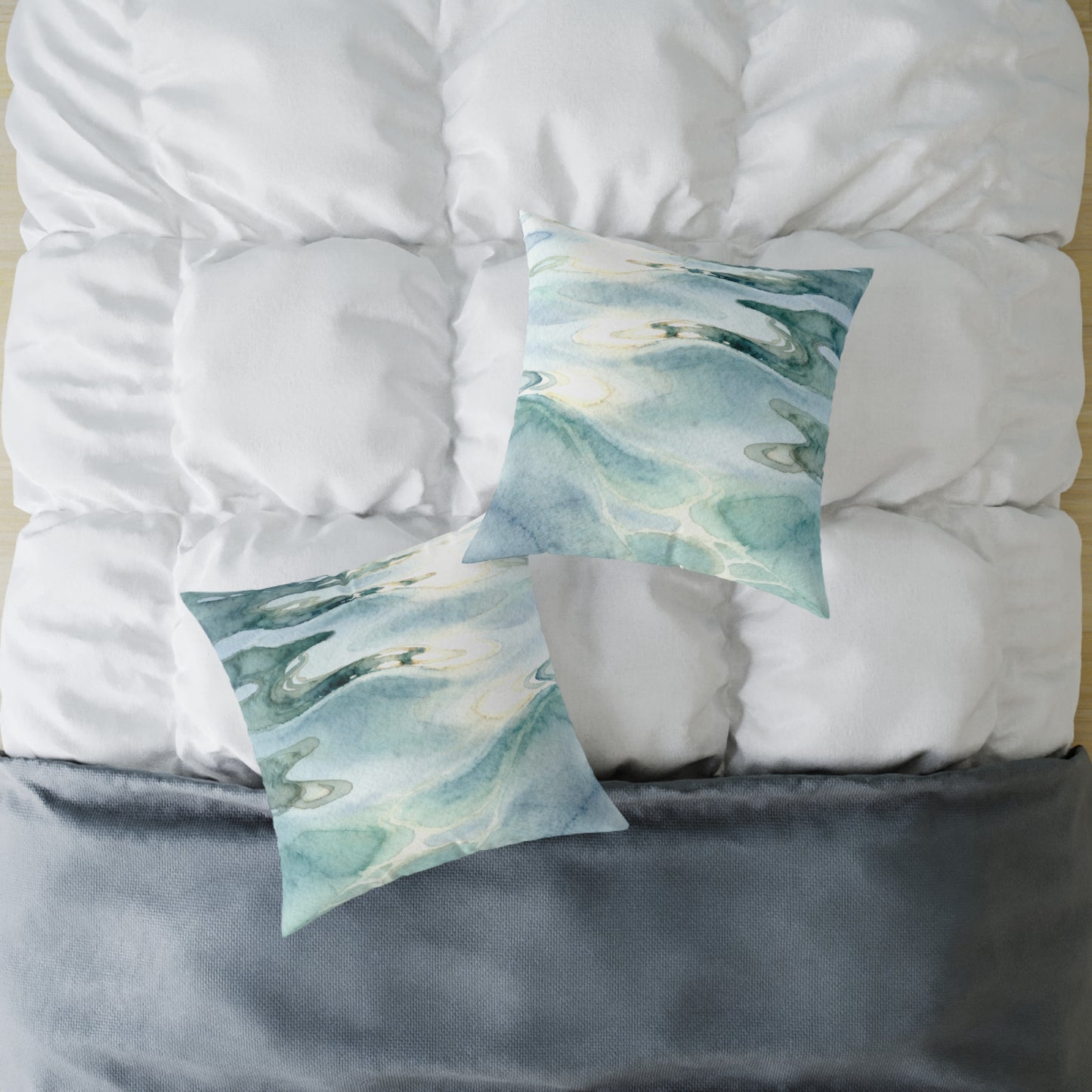 Shallow Tide Reflections - Square Poly Canvas Pillow
