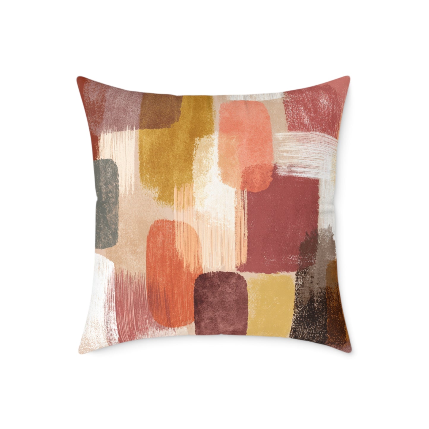 Clay Stone Abstract - Square Poly Canvas Pillow