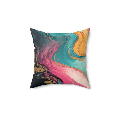 Aurora Sandstone Flow - Faux Suede Square Pillow