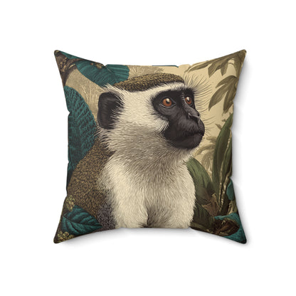 Vervet Monkey Portrait - Faux Suede Square Pillow