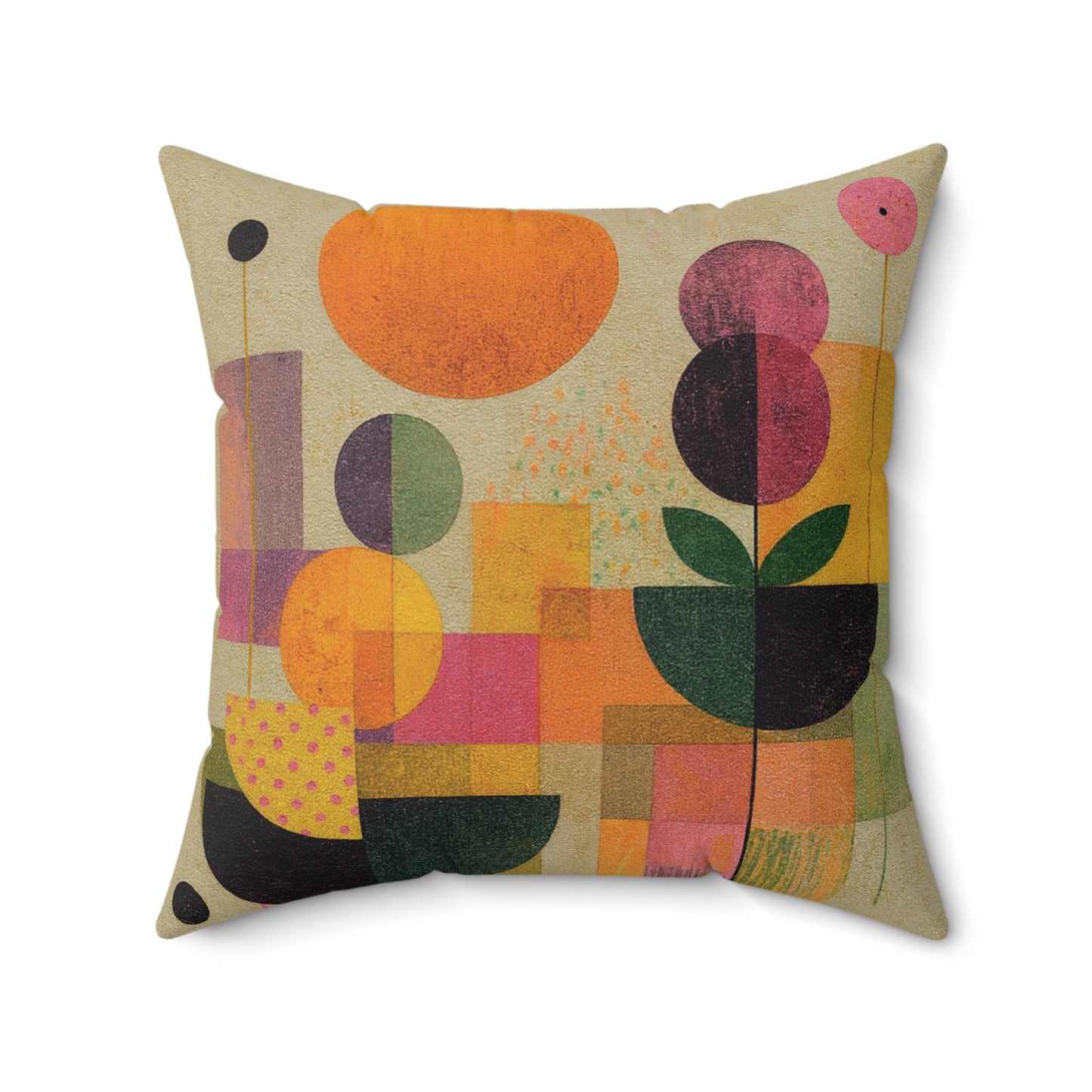 Retro Citrus Bloom - Faux Suede Square Pillow