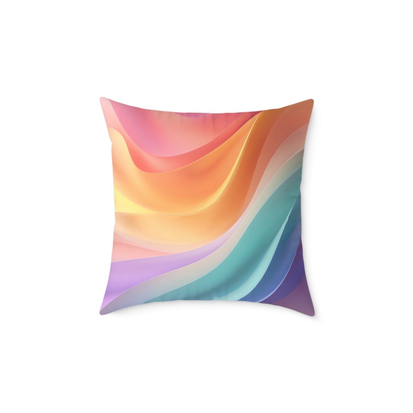 Aurora Ribbon Flow - Square Poly Canvas Pillow