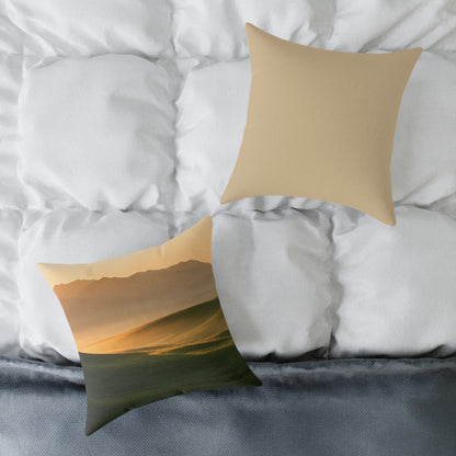 Sunset Valley Vista - Square Poly Canvas Pillow