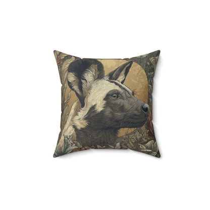 African Wild Dog - Faux Suede Square Pillow