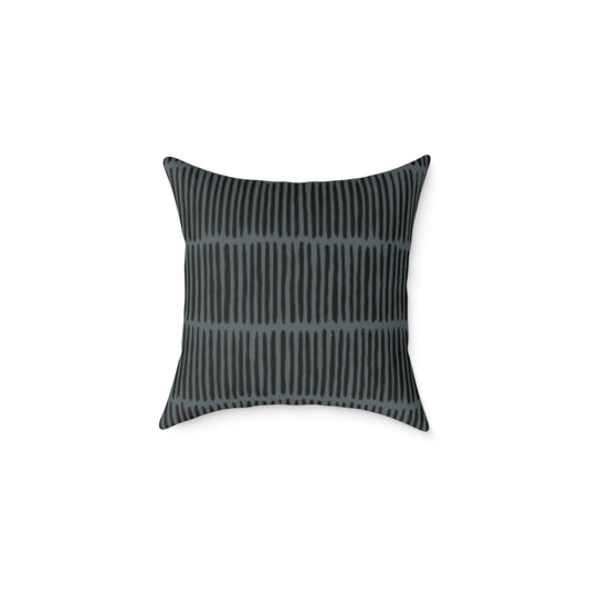 Loom Lines - Slate - Midnight - Square Poly Canvas Pillow