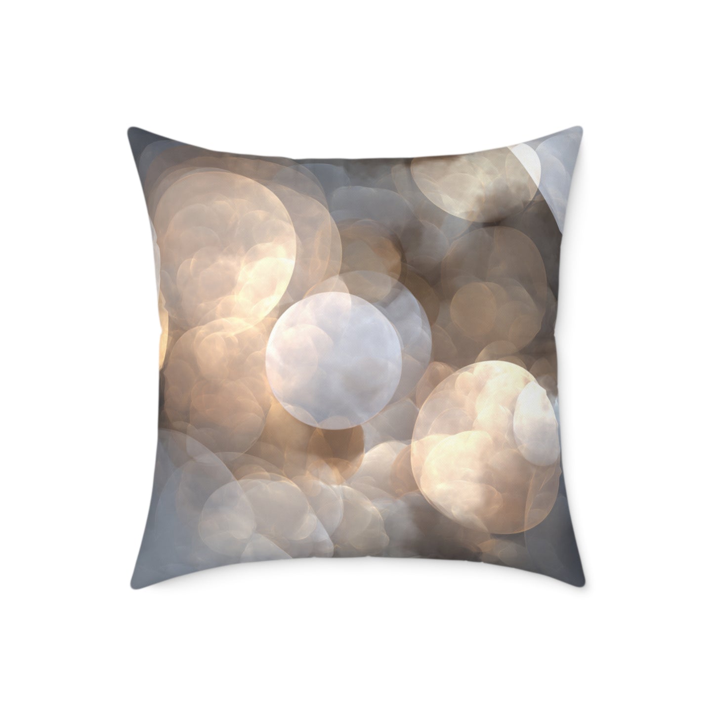 Silver Glow Bokeh - Square Poly Canvas Pillow