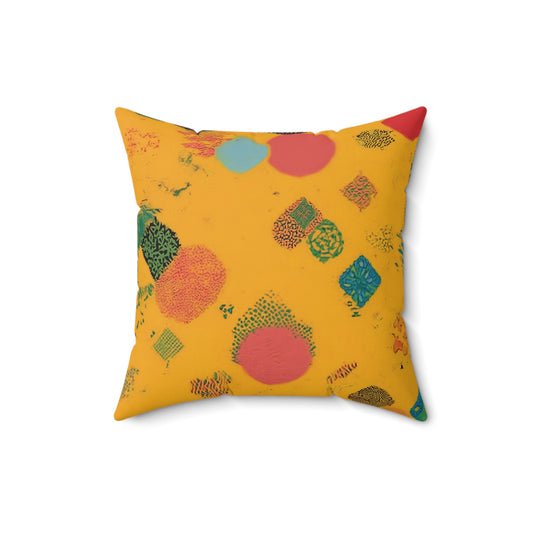 Golden Festival Shapes - Faux Suede Square Pillow