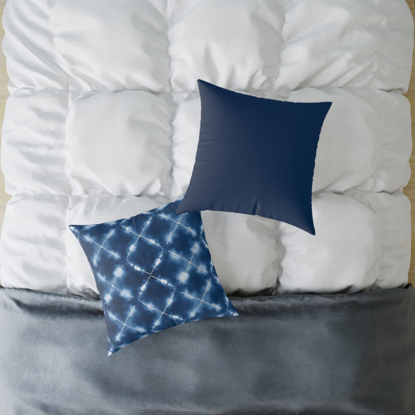 Aegean Ripple Shibori - Square Poly Canvas Pillow