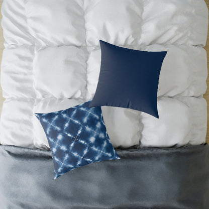 Aegean Ripple Shibori - Square Poly Canvas Pillow