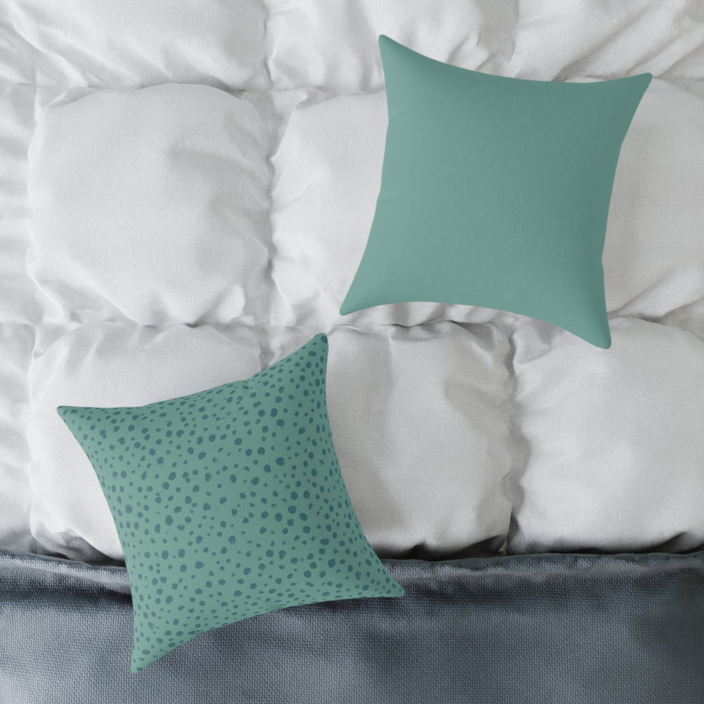 Pebble Scatter - Teal - Square Poly Canvas Pillow
