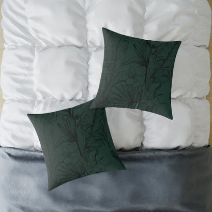Emerald Night Garden - Square Poly Canvas Pillow