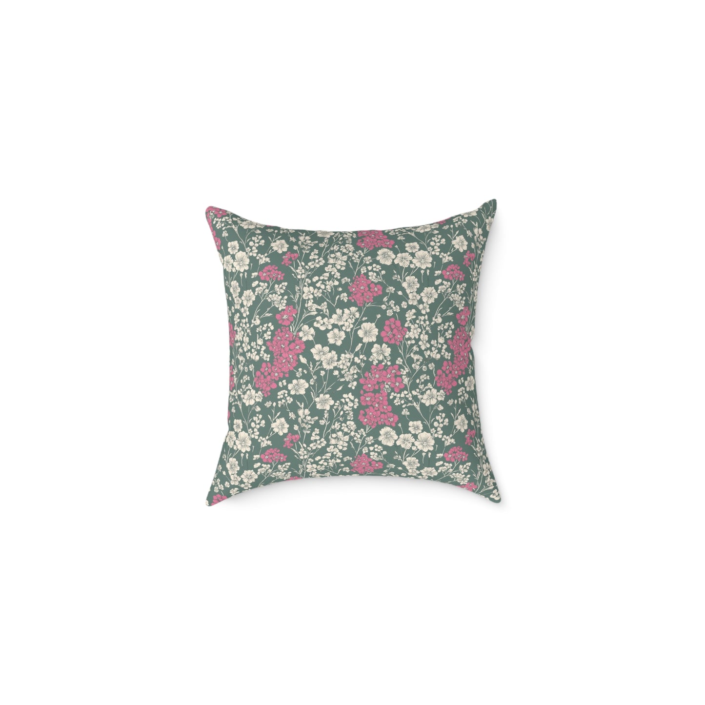 Wild Pink Meadow - Square Poly Canvas Pillow